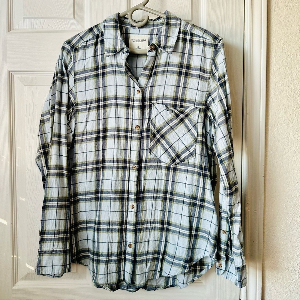 Abercrombie & Fitch Soft A&F Collection Plaid Button Down Flannel Shirt Medium - Picture 4 of 8